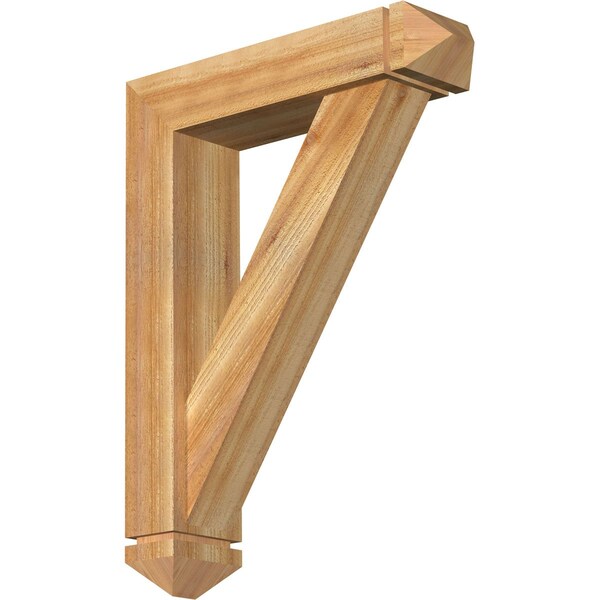 Ekena Millwork Traditional Arts and Crafts Rough Sawn Bracket w/ Offset Brace, Western Red Cedar, 6"W x 24"D x 32"H BKT0604X24X32TRA03RWR - main